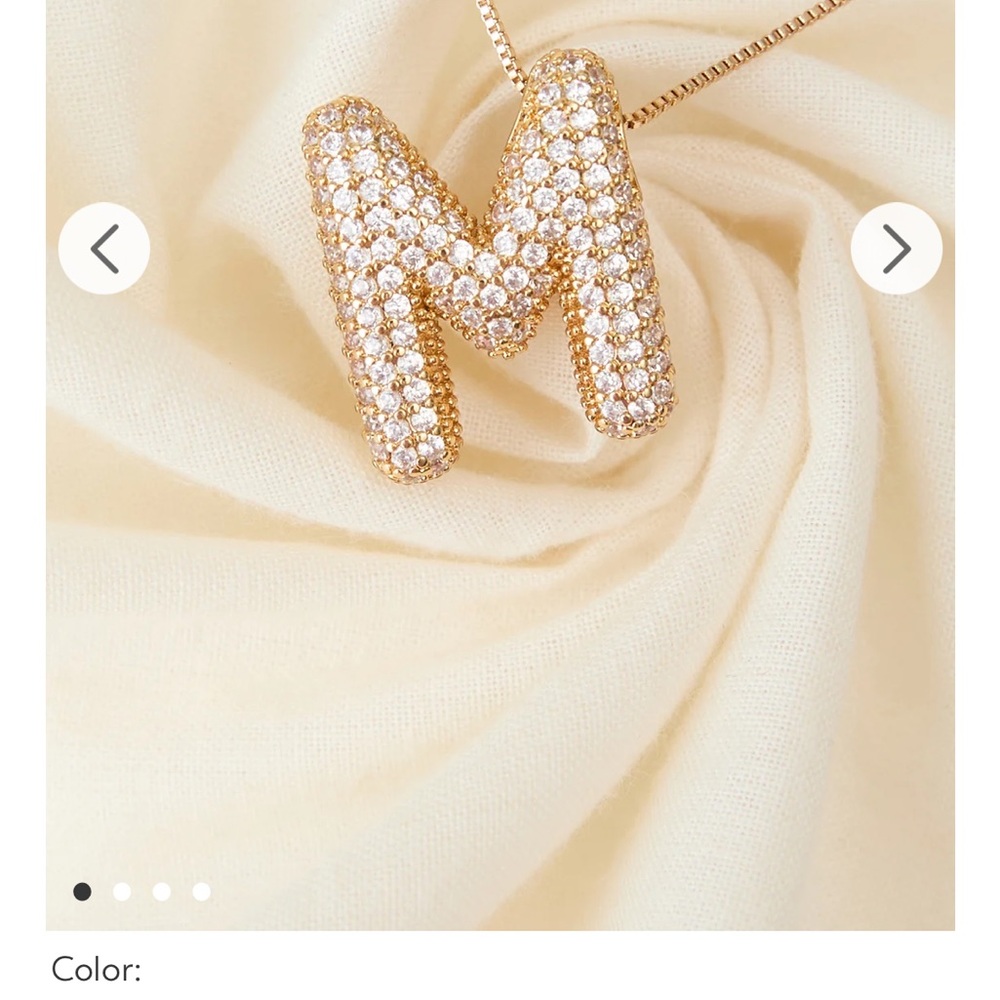 Diamonique Gold 'M' Pendant Necklace